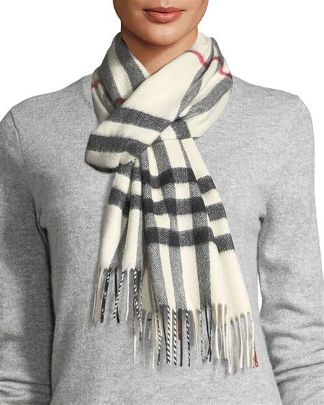 burberry wool cashmere scarf white|Burberry cashmere scarf for women.